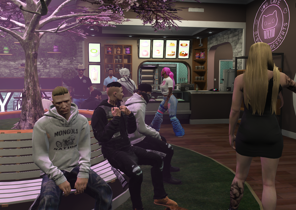 uWu cafe grand opening — pink neon