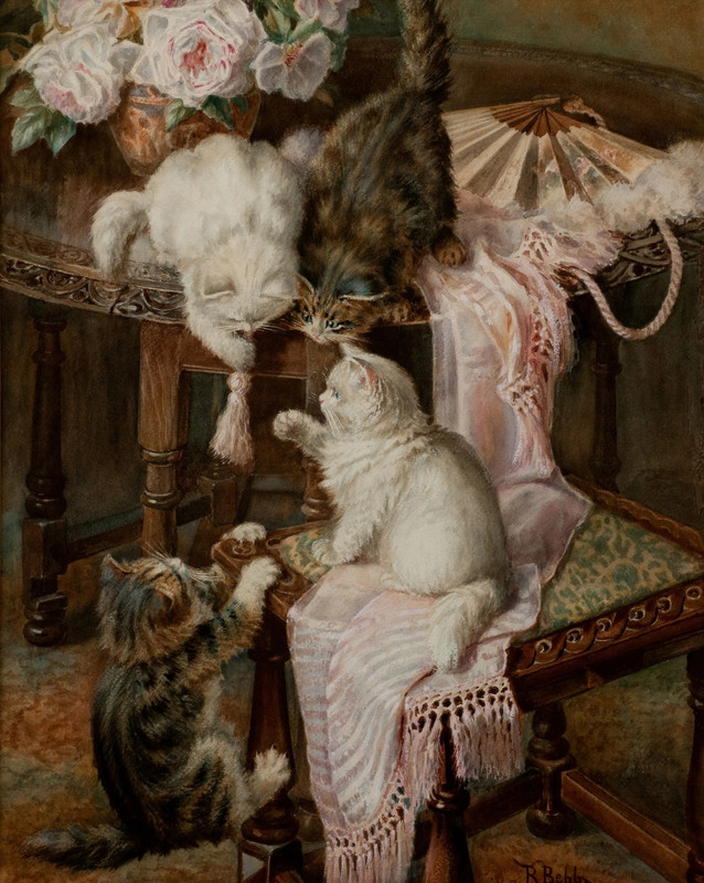 Minnie-Rosa-Bebb-watercolour-cats-kittens-antique-3426-1-3426
