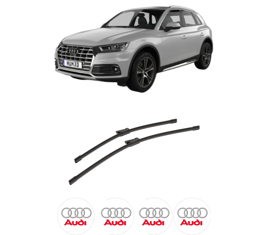 Set stergatoare auto AUDI Q5 (FYB, FYG) din 2016-2021, pentru parbriz auto, 2 bucati, Bosch Aerotwin, din cauciuc siliconat rezistent, 4 Stickere Auto AUDI