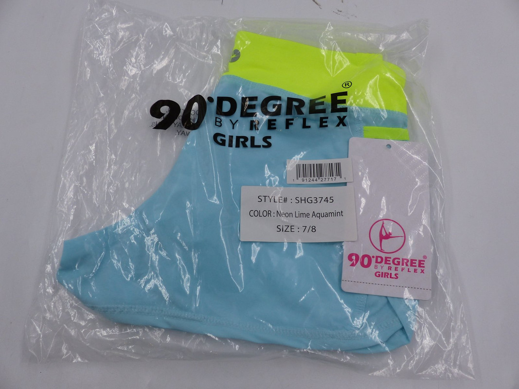 90 DEGREE BY REFLEX NEON LIME/LIGHT BLUE ATHLETIC SHORTS WMS 7/8 SHG3745