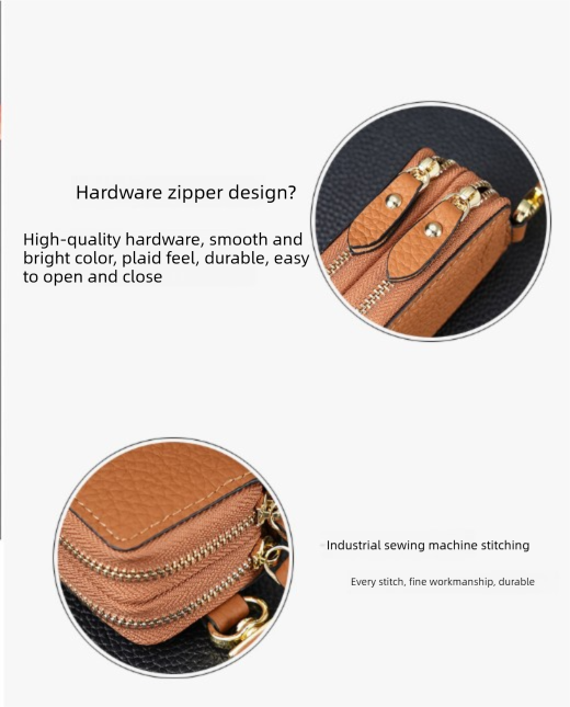 Genuine Leather Car Key Case Double Zipper Smart Key Fob Holder Wallet Remote Organiser Pouch with Hook Dark Blue