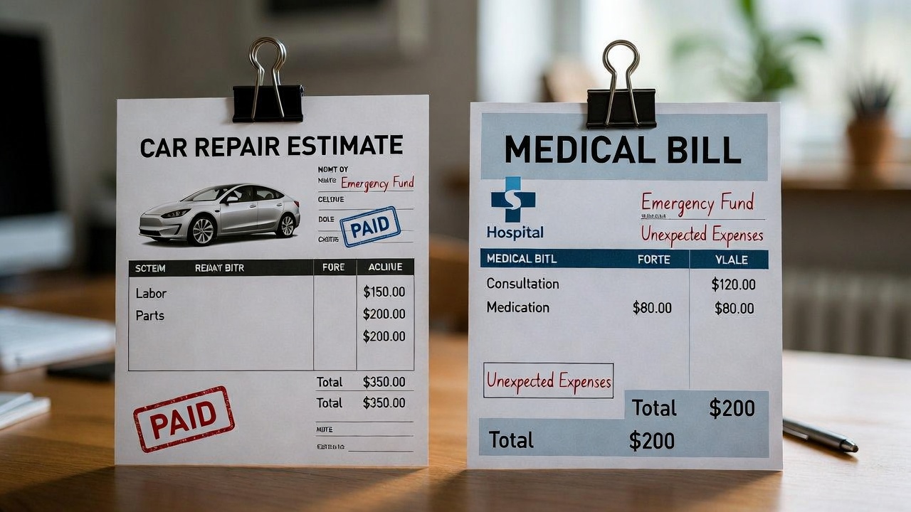 Car repair and medical bills showing common emergencies that require an emergency fund