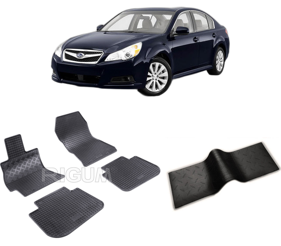 Set covorase auto SUBARU LEGACY V din 2009-2014, cu covoras tunel median, CAROSERIE SEDAN, Presuri cauciuc 100%, compatibil cu autoturismul SUBARU LEGACY V, Rigum