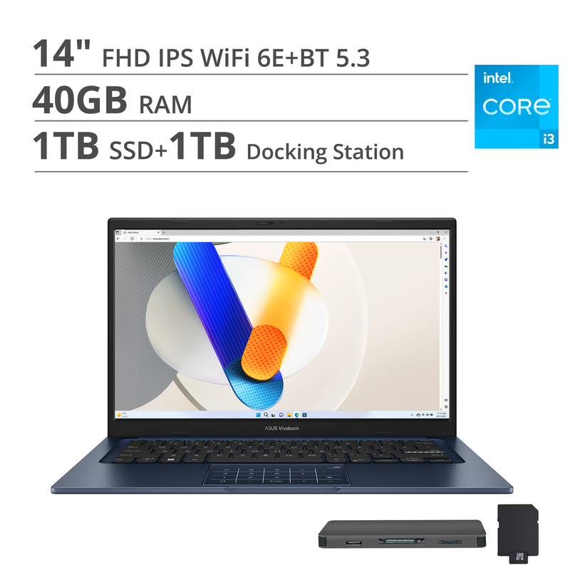 1 40G1T 1T ASUS Vivobook 14 14 FHD Laptop Intel Core i3 1315U BBY
