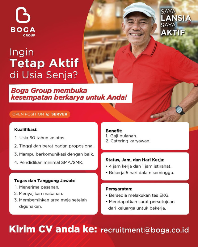 Lowongan kerja khusus lansia.