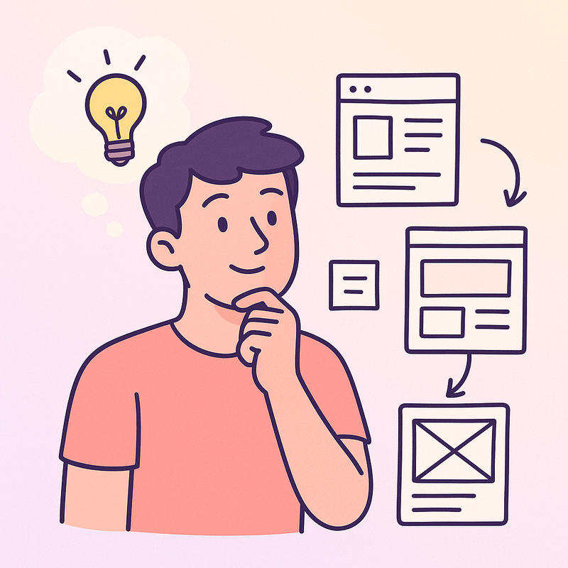 An illustration of a person sketching an app idea