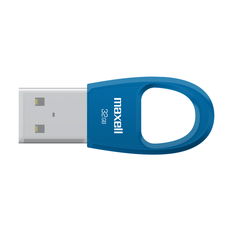 Memoria USB de 32GB de Maxell en color azul.