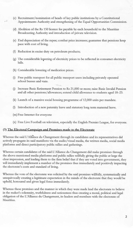Mauritius mise en demeure legal document