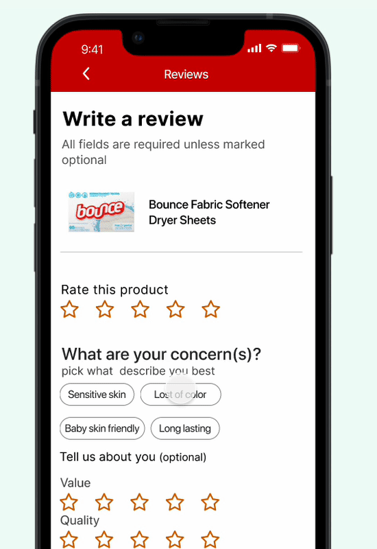 gif of rating and review prototype
