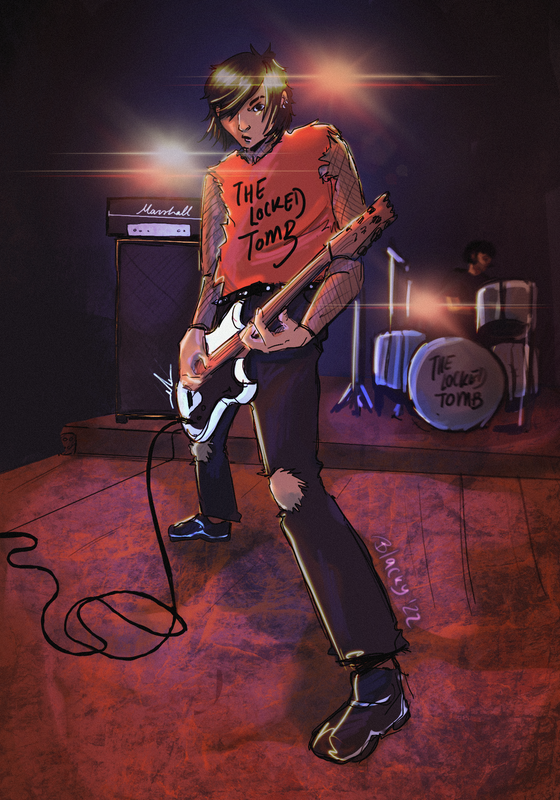 Harrow playing the bass, band au