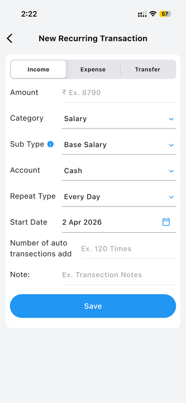 Create a New Recurring Transaction