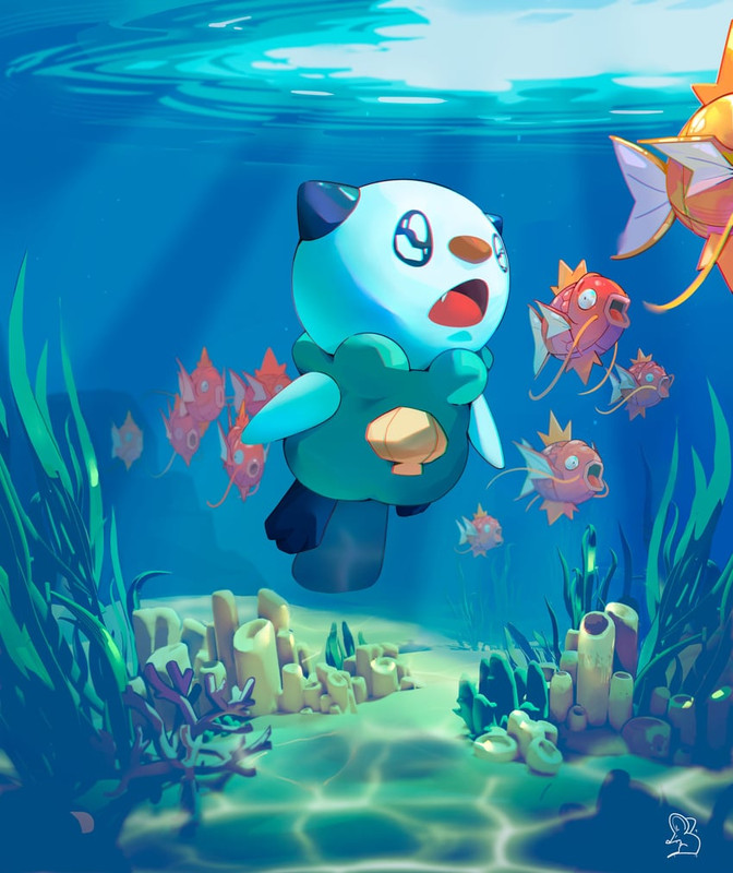 oshawott-and-magikarp-pokemon-drawn-by-e