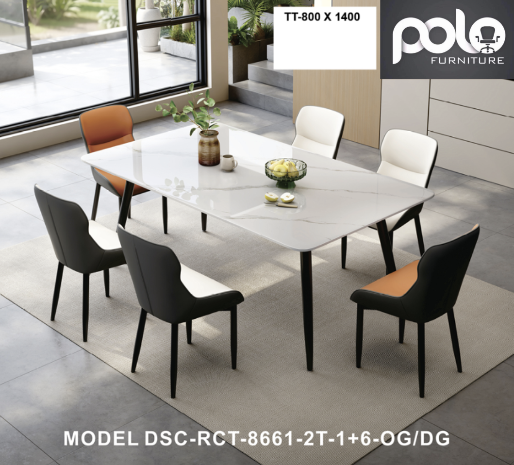 Polo Furniture Polo Dining 05 Contemporary White and Dark Charcoal Dining Set