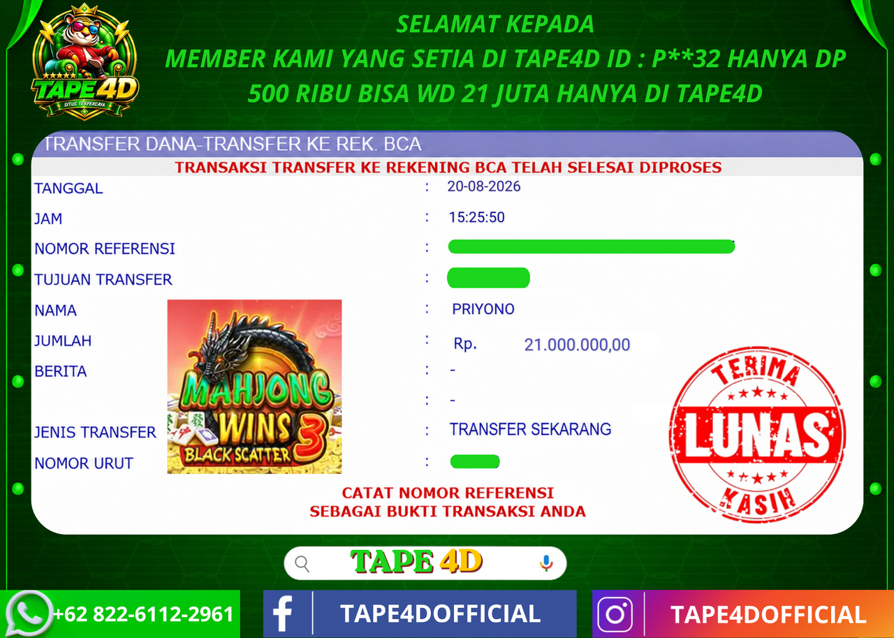 TAPE4D MAHJONG WINS BLACK SCATTER PRAGMATIC PLAY 21.000.000-LUNAS