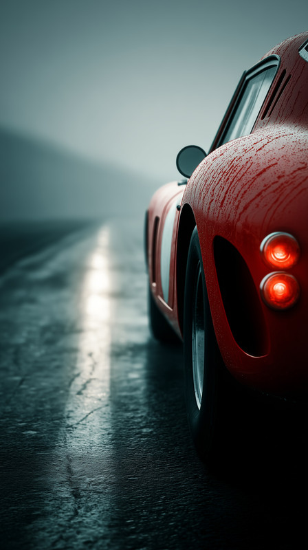 Classic_Ferrari_red_curves_reflecting_in_wet_asph_781212aa-bbe1-4b98-bcf6-9d97e43b41aa