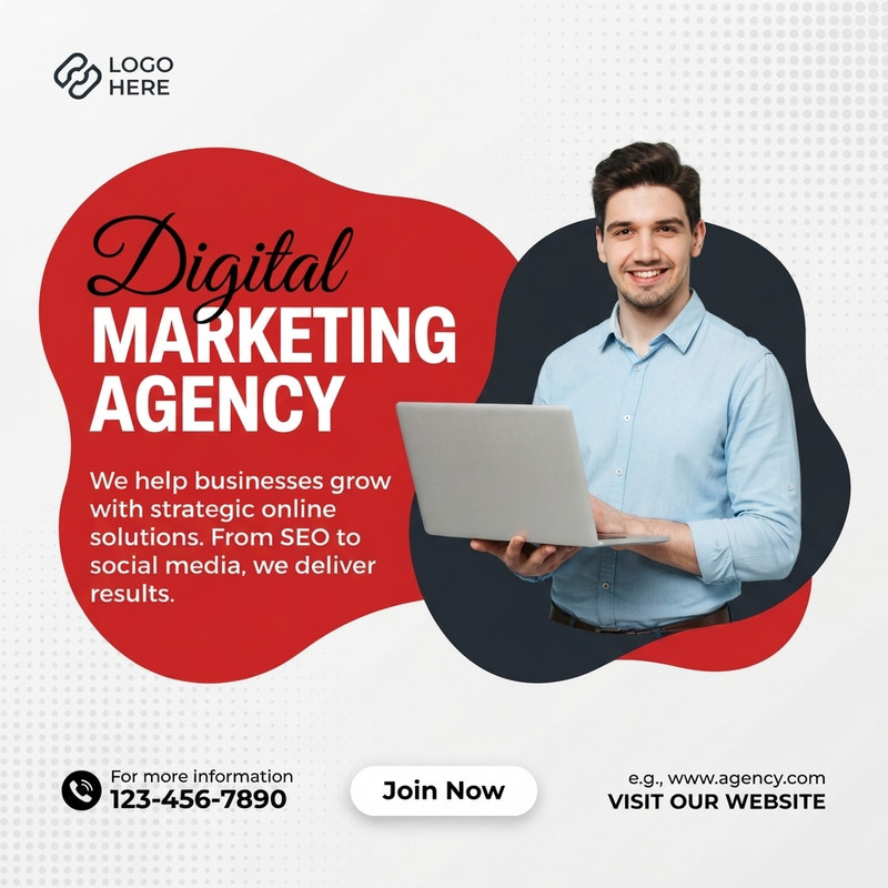 AI-generated example result for the marketing prompt: Creative Digital Marketing Agency Social Media Ad by Prompt Craft