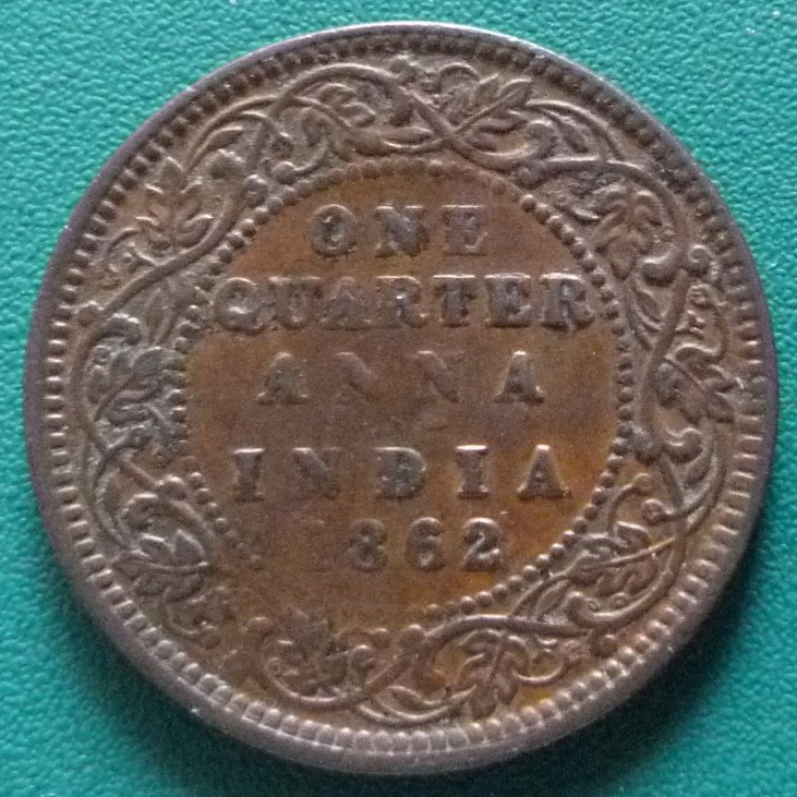 1/4 Anna. India británica (1862) IND-0-25-Anna-1862-rev