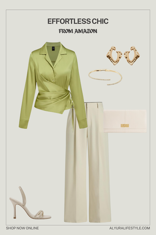 Satin Green & Cream Outfit | Effortless Chic from Amazon ✨