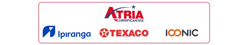 Marcas Atria Lubrificantes Logos: Atria Lubrificantes, Ipiranga, Texaco e Iconic