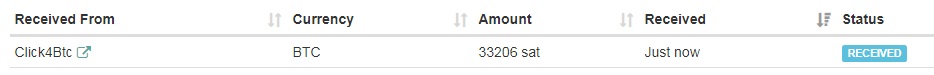 3rd payment from Click4btc ( 0.00033206  Btc ) Click4btcpayment