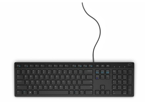 Teclado Dell Multimedia KB216 con distribución en inglés y un diseño compacto.