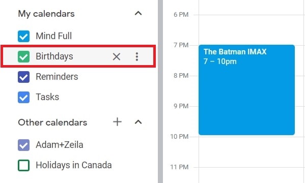 Remove birthdays from Google Calendar