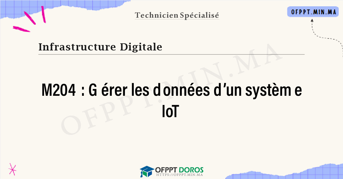 Sommaire détaillé du cours Gérer les données d’un système IoT M204 OFPPT - Structure du module