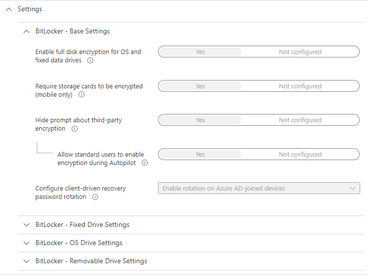 BitLocker settings configured via Endpoint Manager causes removable