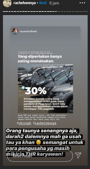 Postingan Rachel Vennya