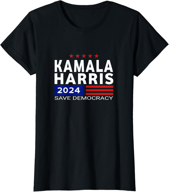 Harris 2024 Save Democracy Graphic Design Vote Ladies’ Crewneck T-Shirt