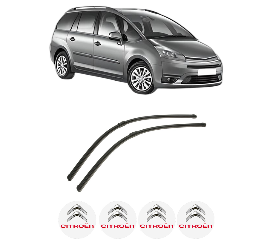 Set stergatoare auto CITROEN C4 GRAND PICASSO I (UA_) din 2006-2013, pentru parbriz auto, 2 bucati, Bosch Aerotwin, din cauciuc siliconat rezistent, 4 Stickere Auto CITROEN