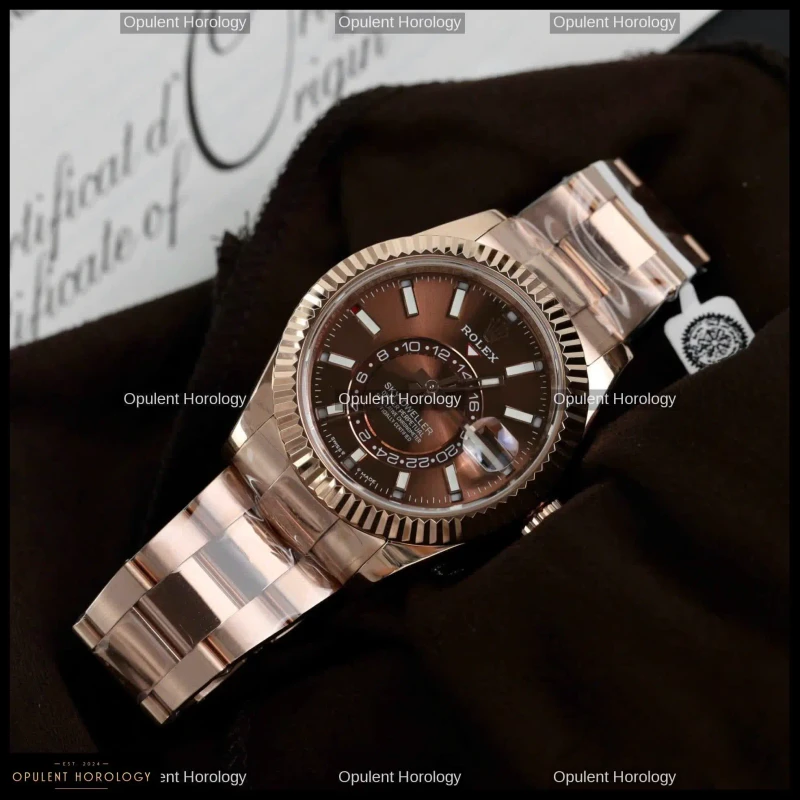 Rolex Sky-Dweller Real Gold Plated Chocolate Dial 42mm - Super Clone