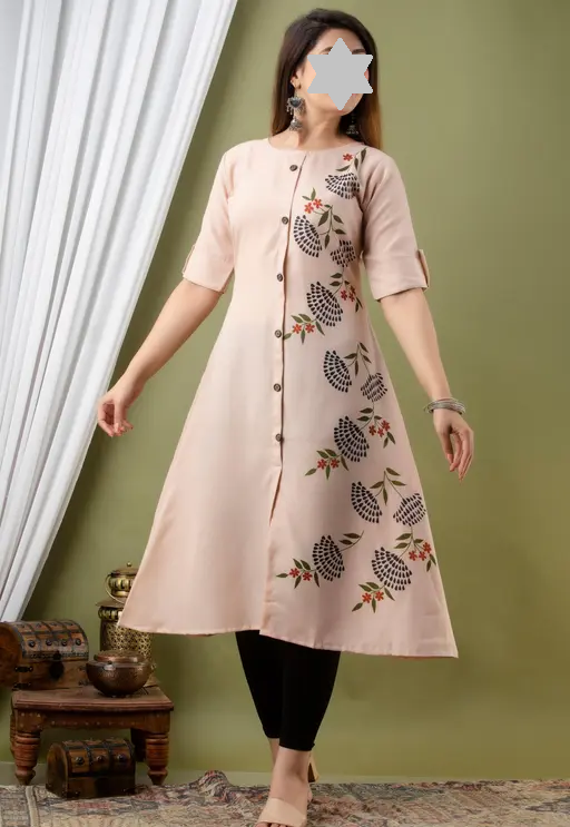 Fashionable Cotton Slub Dijital Print Anarkali Kurti For Women Color 9 (R108)