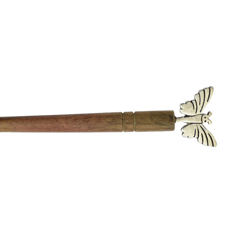Women Juda Hair Pin Wood & Metal Handmade Beautiful Design Traditional Stick Pin - Picture 10 of 40