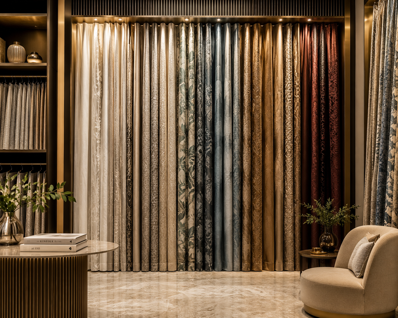 Premium curtains at Tanabana Decor, the best home furnishing store in Dwarka