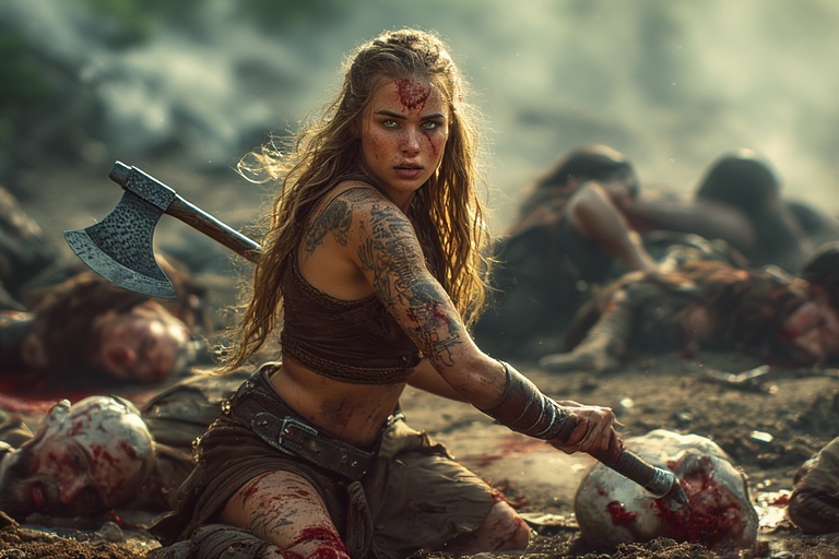 Viking-girl-holding-norse-axe-(20)