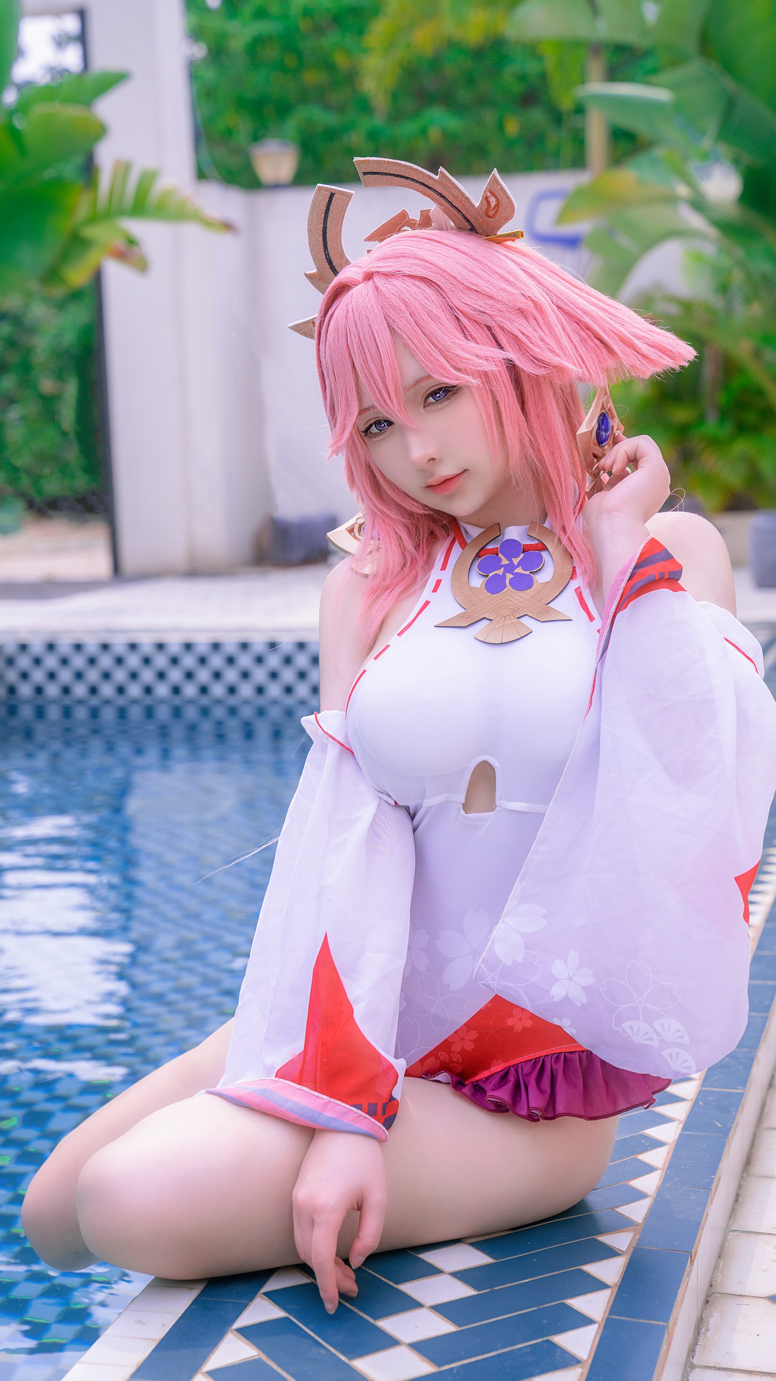 樱梨梨 八重神子 泳装 Cosplay 写真合集｜原神角色高清图集（29P｜429MB）插图9