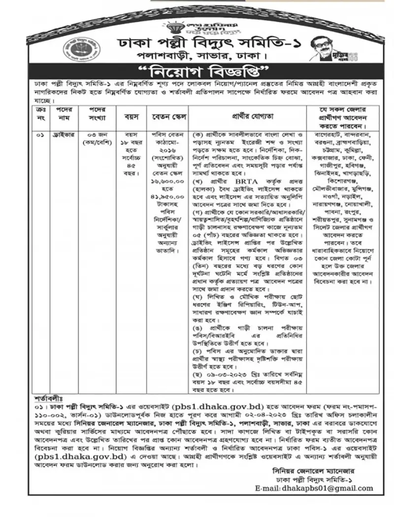 Dhaka PBS Job Circular 2023