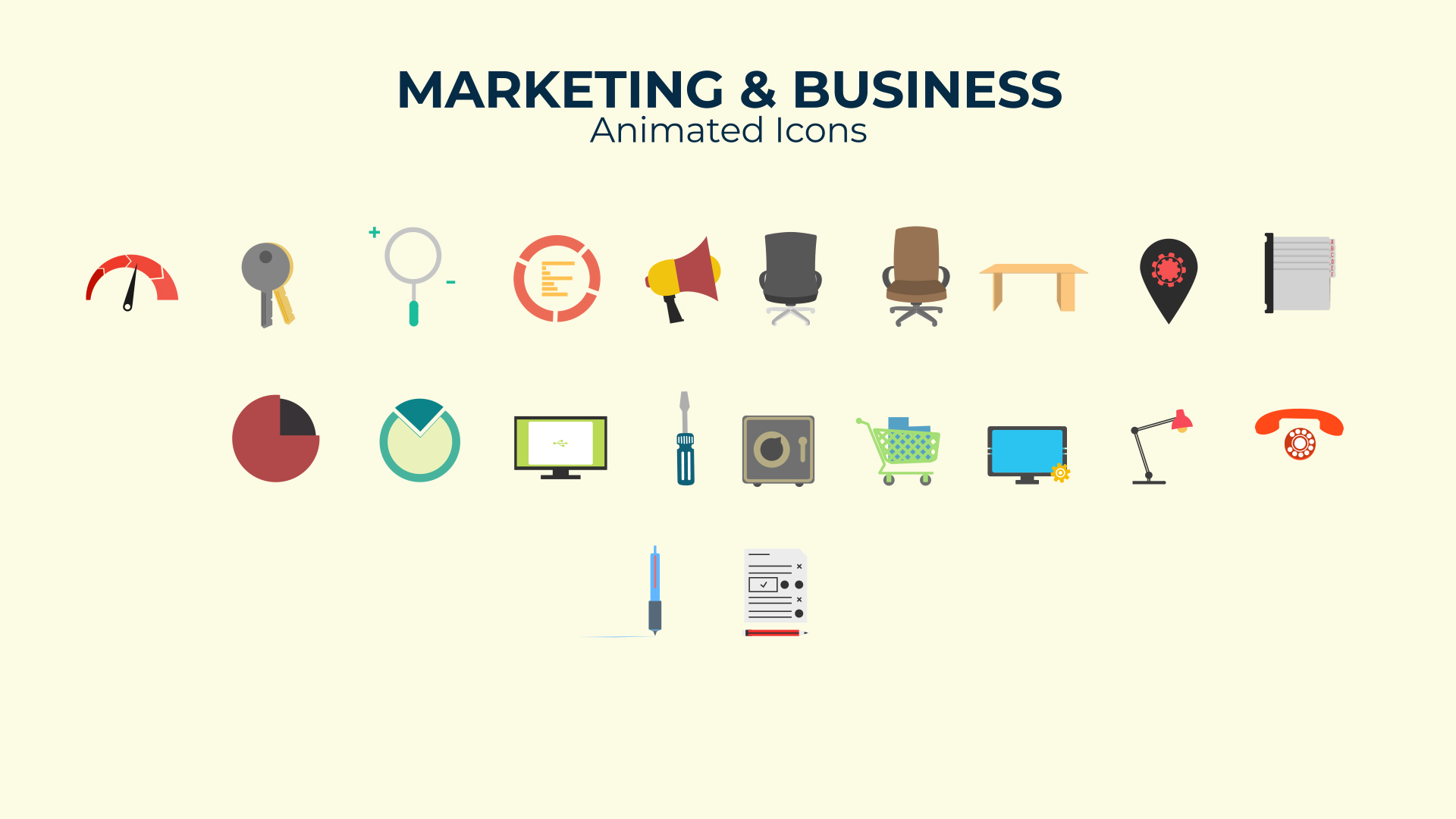 Marketing & Business Flat Design Icons - 1