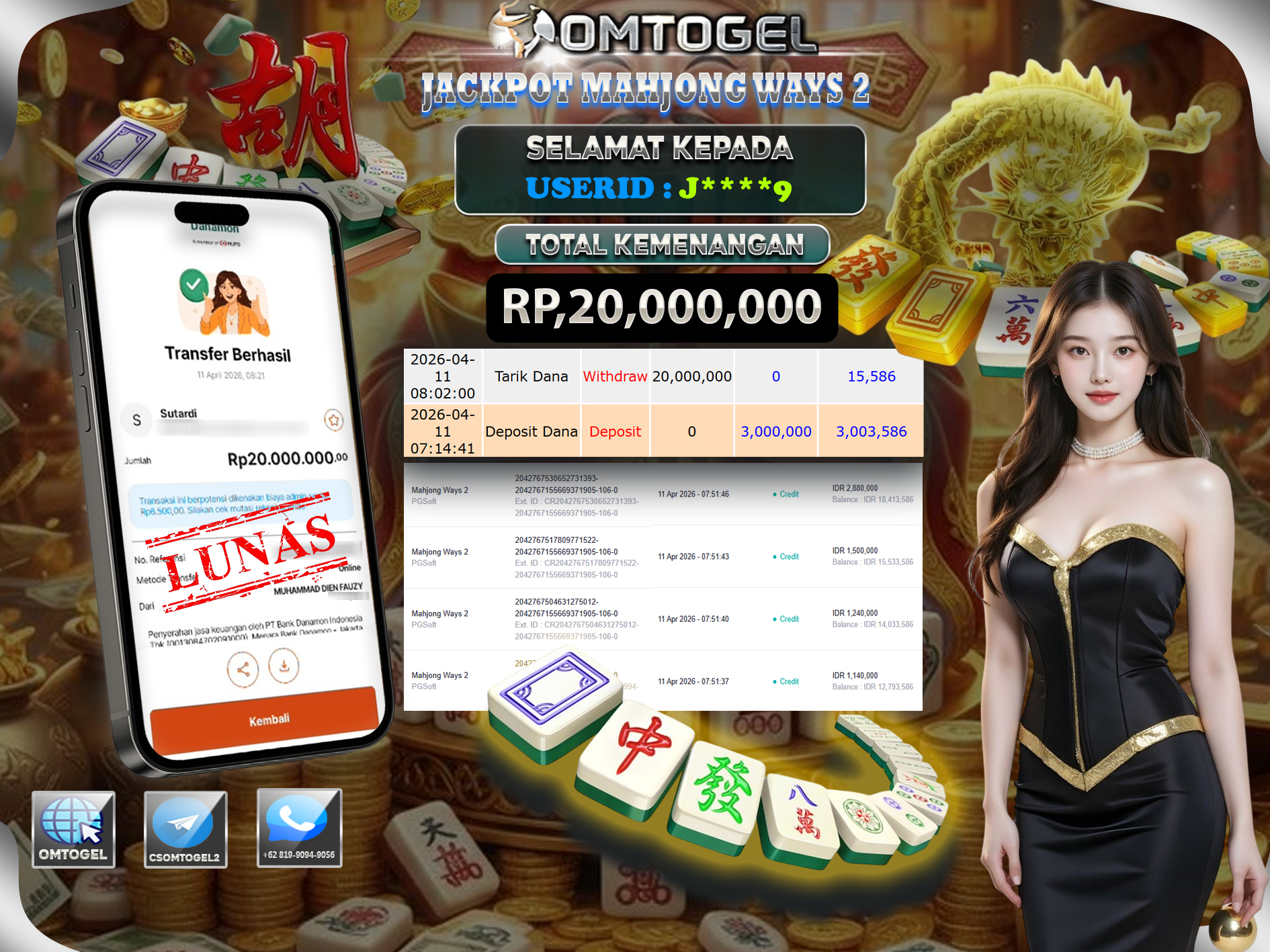 OMTOGEL JACKPOT PGSOFT MAHJONG WAYS2 20 JUTA DI BAYAR LUNAS ,-