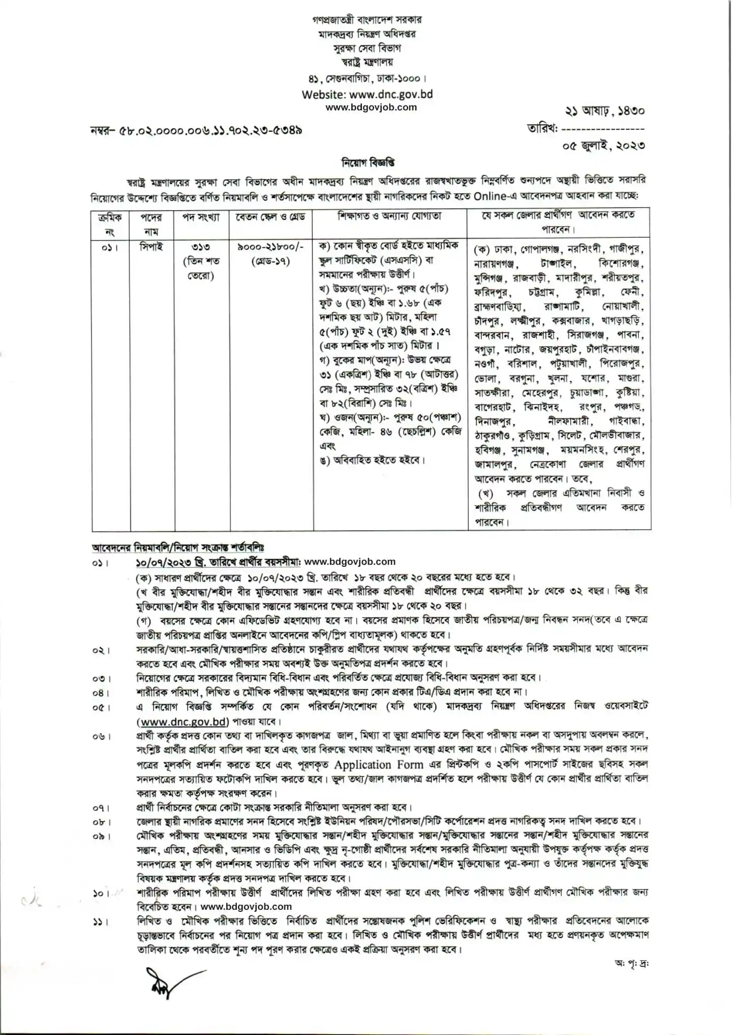 DNC Job Circular 2024