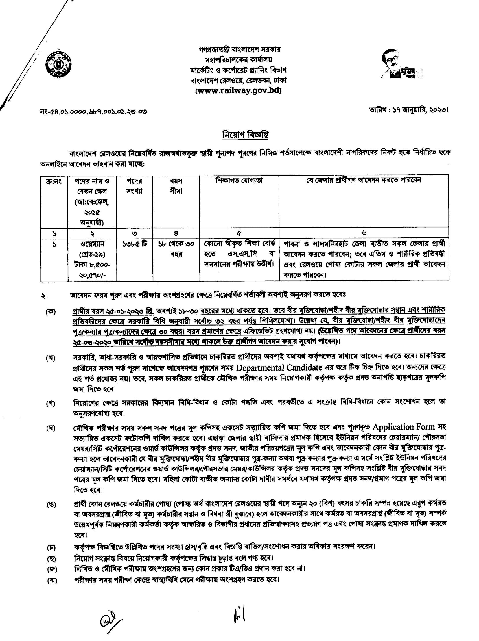 Bangladesh Railway Job Circular 2023