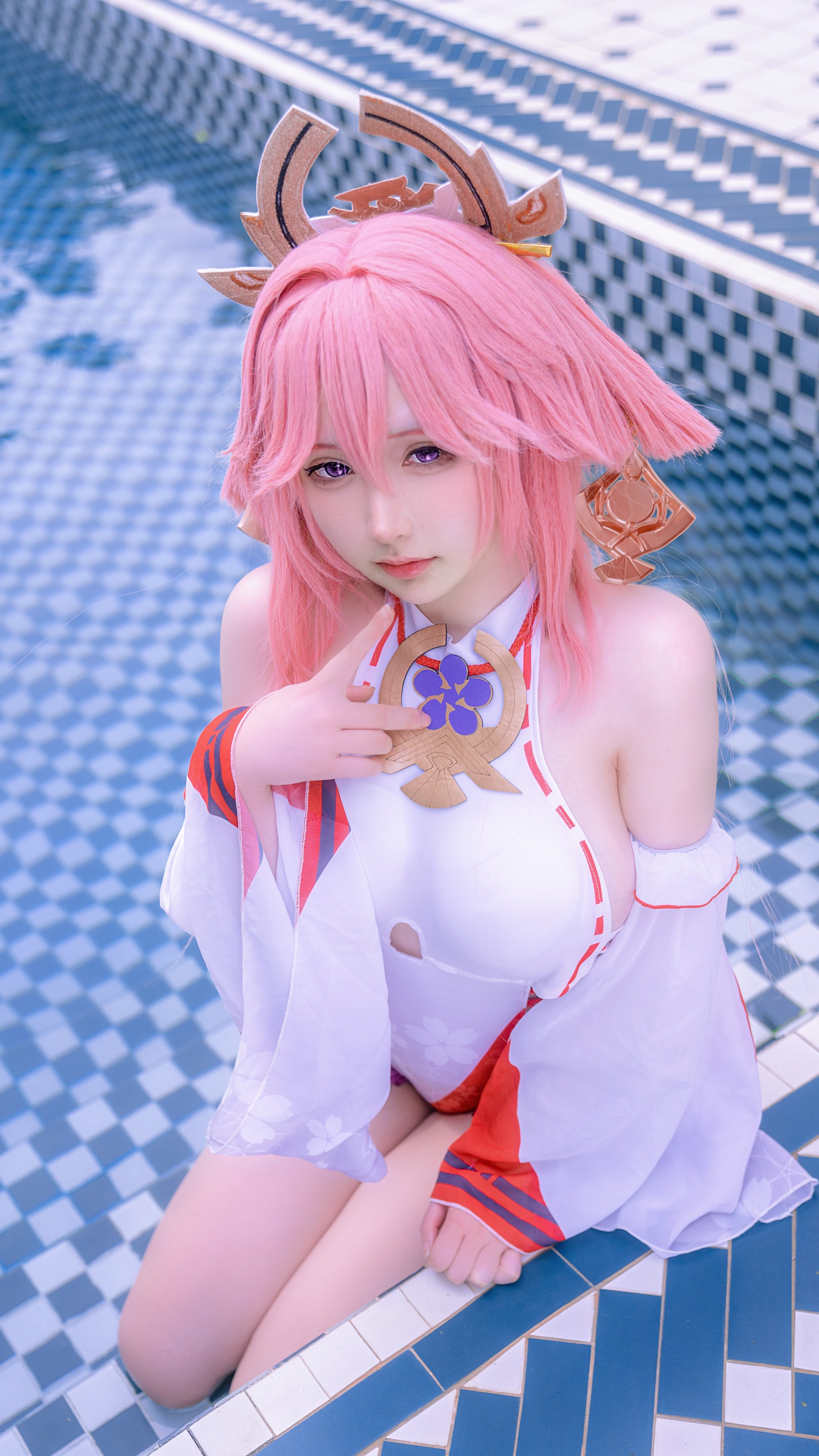 樱梨梨 八重神子 泳装 Cosplay 写真合集｜原神角色高清图集（29P｜429MB）插图5