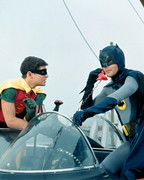 Adam West as Bruce Wayne/Batman and Burt Ward as Dick Grayson/Robin in the movie 'Batman', 1966
