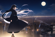 Best quality, masterpiece, illustration, {{{flying}}}, long hair, wind, night, c s-4278822247