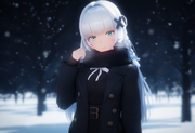 1girl, snow, {{{{{upper body}}}}}, aqua eyes, long hair, hime cut, white hair, s s-2460425871