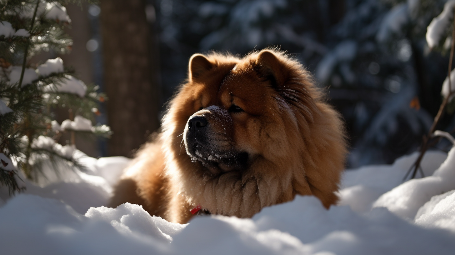 Giobbi To A Chow Chow Playing In A Mario Environment In The Snow giobbi-to-a-chow-chow-playing-in-a-mario-environment-in-the-snow