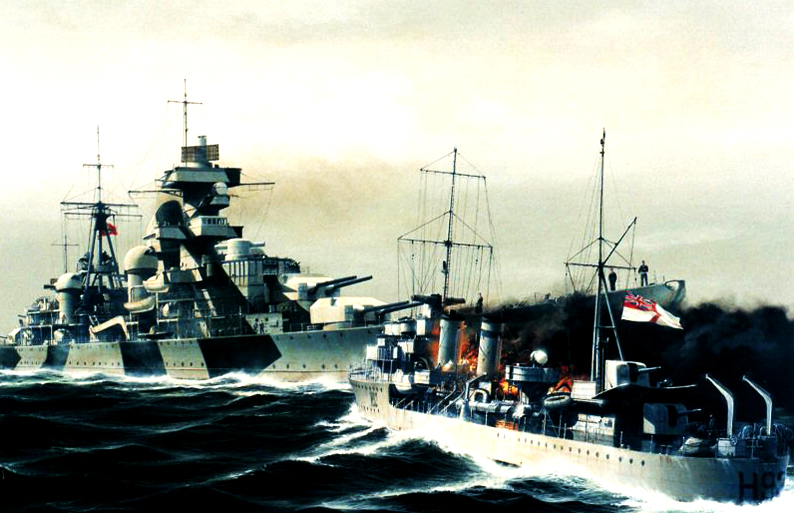 El HMS Glowworms ataca al Admiral Hipper El HMS Glowworms ataca al Admiral Hipper