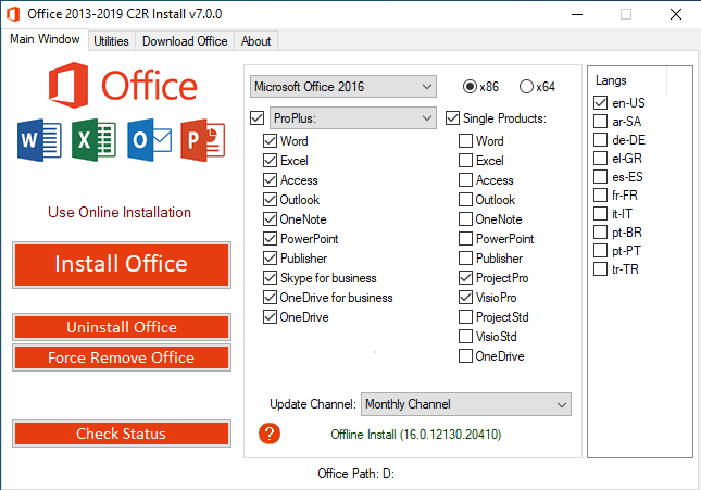 Microsoft Office Professional Plus 2016-2019 Retail-VL Version 1910 (Build 12130.20410) (x86-x64)...