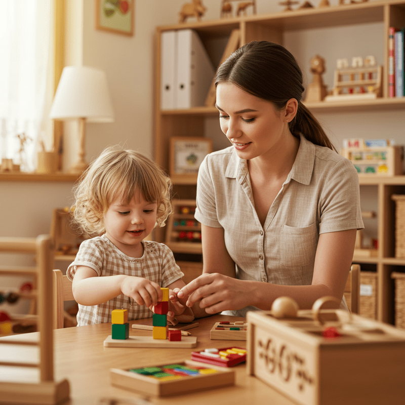 Madre e hijo estudiando
